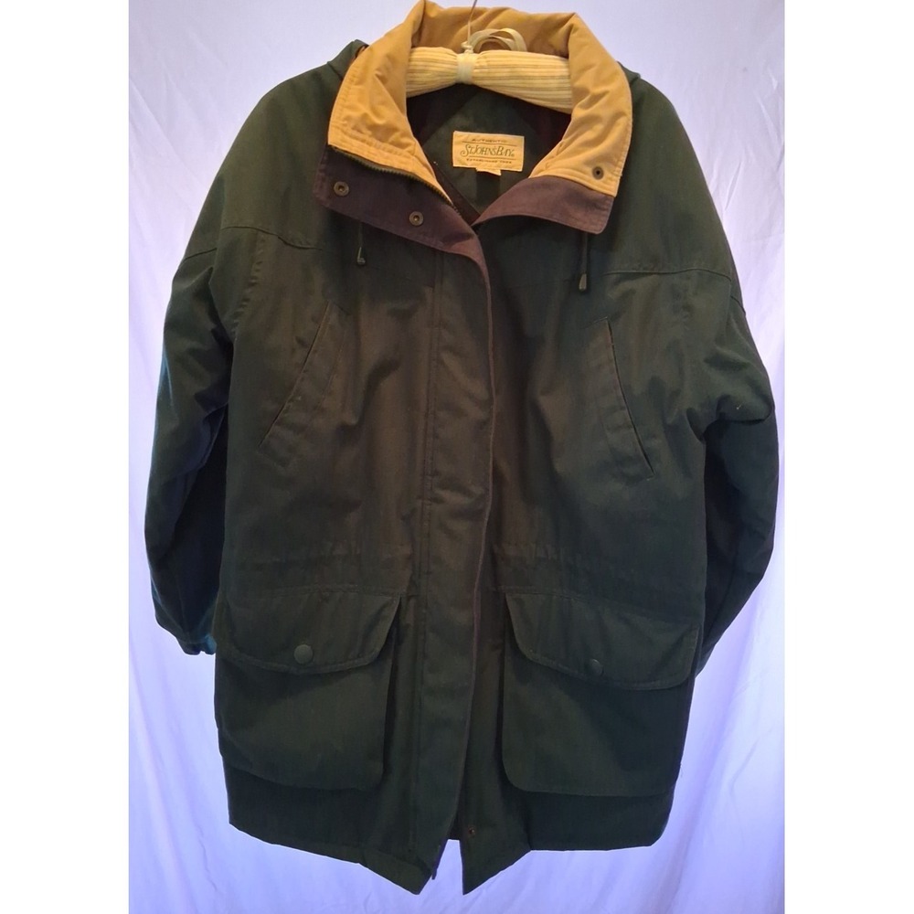 Size‎ Large Green and Beige St Johns Bay Womens Lined Coat with Hood